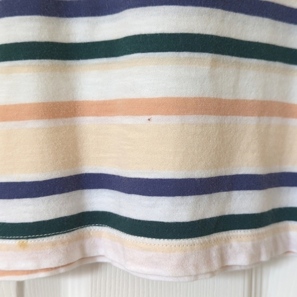 Madewell Whisper Classic Cotton Striped Sleeveless V-neck Tank Top Ivory Medium - Picture 7 of 11